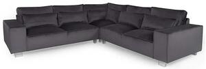 Hazel Fabric Corner Sofa With Chrome Metal Legs In Steel