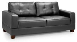 Jerri Faux Leather 3 Seater Sofa In Black