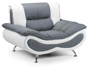 Nonoil Faux Leather Armchair In White And Grey