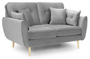 Zincate Plush Velvet 2 Seater Sofa In Grey