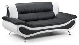 Nonoil Faux Leather 3 Seater Sofa In Black And White