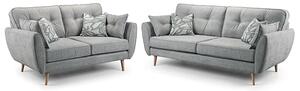 Zincate Fabric 3+2 Seater Sofa Set In Grey