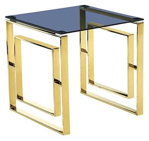 Maxon Grey Glass Lamp Table With Gold Metal Frame