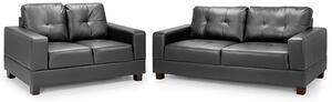 Jerri Faux Leather 3+2 Seater Sofa Set In Black