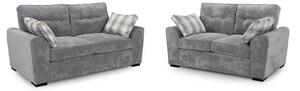 Maik Plush Velvet 3+2 Seater Sofa Set In Grey