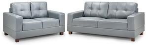 Jerri Faux Leather 3+2 Seater Sofa Set In Light Grey