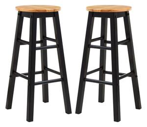 Cadell Black Tropical Hevea Wood Bar Stools In Pair