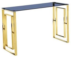 Maxon Grey Glass Console Table With Gold Metal Frame