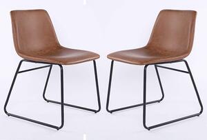 Mattox Tan PU Leather Dining Chairs In Pair