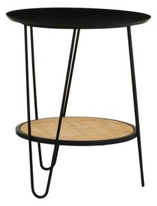 Daire Wooden Side Table With Black Hairpin Metal Legs