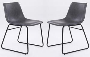 Mattox Grey PU Leather Dining Chairs In Pair