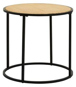 Daire Side Table Round With Black Cross Metal Legs