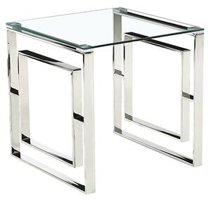 Maxon Clear Glass Lamp Table With Silver Metal Frame