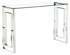 Maxon Clear Glass Console Table With Silver Metal Frame