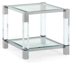 Mila Clear Glass Top End Table With Polished Frame