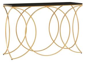 Kairi Marble Console Table In Black With Gold Metal Frame