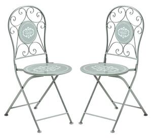 Calderon Outdoor Grey Metal Seating Chairs In Pair