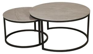 Yetty Ceramic Top Set Of 2 Coffee Tables Round In Ruibei Grey