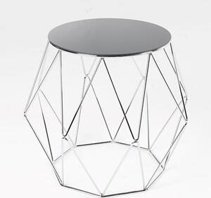 Ella Black Glass End Table Round With Silver Metal Frame