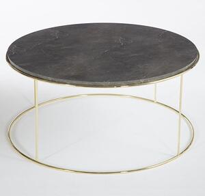 Salvo Wooden Coffee Table Round In Dusky Marble Effect