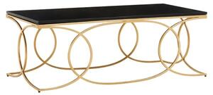 Kairi Marble Coffee Table In Black With Gold Metal Frame