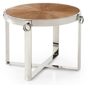 Silas End Table Round In Ash Veneer With Polished Frame