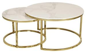 Cais Ceramic Top Set Of 2 Coffee Tables Round In White