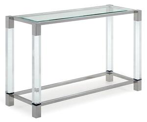 Mila Clear Glass Top Console Table With Polished Frame