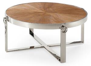 Silas Coffee Table Round In Ash Veneer With Polished Frame