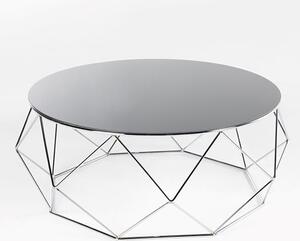 Ella Black Glass Coffee Table Round With Silver Metal Frame