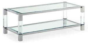 Mila Clear Glass Top Coffee Table With Polished Frame