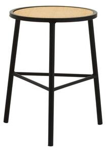 Daire Natural Rattan Seat Stool Round In Black