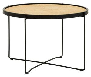 Daire Coffee Table Round With Black Cross Metal Legs