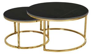 Cais Ceramic Top Set Of 2 Coffee Tables Round In Lawrence Black