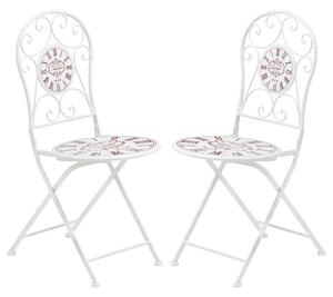 Calderon Outdoor Cream Metal Seating Chairs In Pair