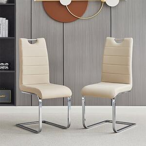 Petra Taupe Faux Leather Dining Chairs In Pair