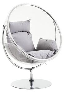 Gazit Clear Swing Seat Hanging Chair With Grey Cushions