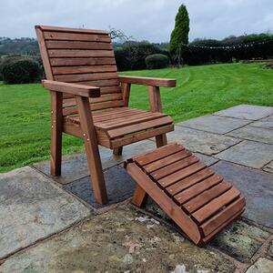 Vail Timber Garden Seating Chair With Footstool In Brown