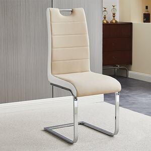 Petra Faux Leather Dining Chair In Taupe And White