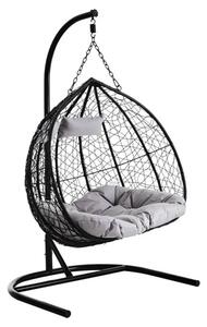 Gazit Outdoor Double Hanging Chair With U Shaped Base In Black