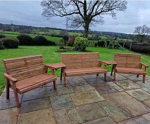 Vail Angled Tray Timber 7 Seater Bench Set In Brown