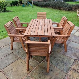 Vail Timber Brown Dining Table Large With 6 Chairs