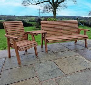 Vail Angled Tray Timber 1 Chair And 3 Seater Bench In Brown