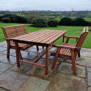 Vail Timber Brown Dining Table Large With 2 Benches