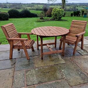 Vail Timber Brown Dining Table Round With 2 Chairs