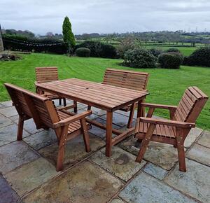 Vail Timber Brown Dining Table Large With 2 Chairs 2 Benches