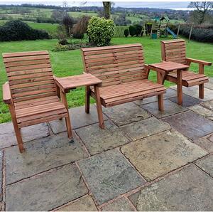 Vail Straight Tray 2 Chairs And 2 Seater Bench In Brown