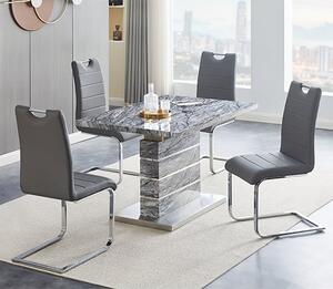 Parini Small Extending Melange Dining Table 4 Petra Grey Chairs