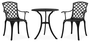 Shelton Cast Aluminium 3 Piece Bistro Set In Black