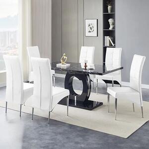 Halo Milano Effect Gloss Dining Table 6 Vesta White Chairs